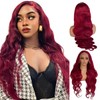 SISHAIRRO 30 Inch 99J Burgundy Lace Front Wigs Human Hair 13x6 Body Wave Pre Plucked 180% Density Glueless Wine Red Wigs for Women