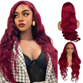 SISHAIRRO 30 Inch 99J Burgundy Lace Front Wigs Human Hair 13x6 Body Wave Pre Plucked 180% Density Glueless Wine Red Wigs for Women