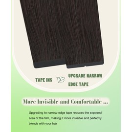 SURNEL Tape-In Extensions Brown Remy Brazilian Straight Hair Extensions Real Hair Tape Darkest Brown Human Hair Extension Tapes 50 g / 20 Pieces #2 22 Inches / 55 cm Tape #2 - 55 cm