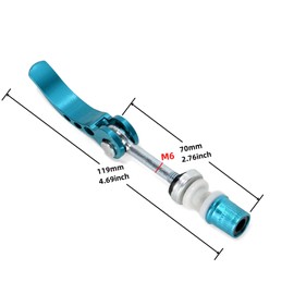 2pcs Bicycle Seatpost Binder Bolt,Blue Quick Release Bolt M6 x 70mm