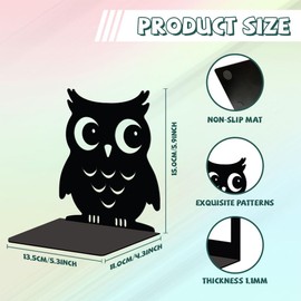 Peacoblue Metal Book Ends Stopper Holder Stand for Shelves Decorative, 13.46x10.9x15cm Modern Creative Heavy Duty Study Bookends Stoppers Holder Stand for Desk Shelf, 1 Pair (Owl)