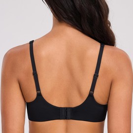 MELENECA Women's V-Neck Minimizer Underwire Plus Size Unlined Plunge T-Shirt Bras Black 34F