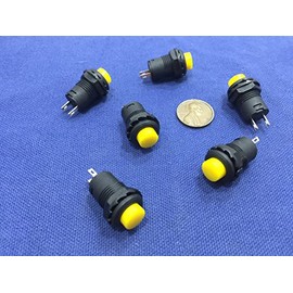 6 Pieces Yellow Small N/o Momentary 12mm Push Button Switch Round 12v on Off C2