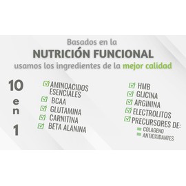 Aminoacidos esenciales con BCAA, Carnitina, Glutamina, Beta Alanina, HMB, Arginina, Glicina y Electrolitos | Sin Azúcar, Keto, Sabor Natural | Apoyo a