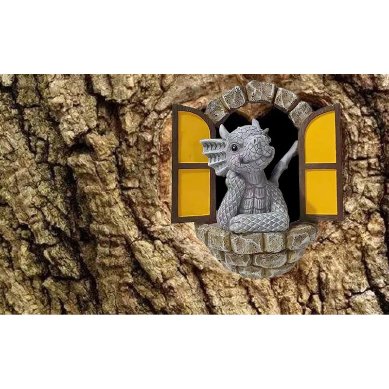 Ruiaqer Beautiful Yard Dragon Sculpture, Dragon Figures Garden Small, Dragon