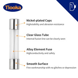 Tiooka 5×20mm 1A Fast-Blow Glass Fuse 250V 1 Amp Fuse F1AL250V 20PCS Automotive Fuses Assortment Kit Cartridge Fuse