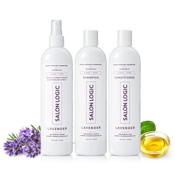 SalonLogic Everyday Clean & Pure Shampoo, Conditioner, and Spray Set,