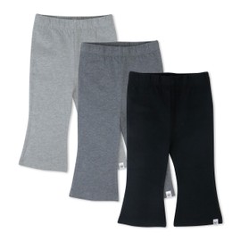 HonestBaby Multipack Leggings Skinny, Flare and Cargo Pants Organic Cotton for Infant Baby Girls, Toddlers, Little Kids, Black Ombre, 7 Years