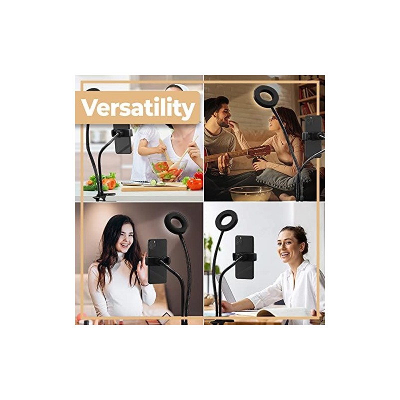 Retoo LED Ringlicht mit Stativ Selfie-Licht, Selfie Lampe Schwanenhals Klemmlampe