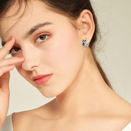 YEESIA Sterling Silver Hypoallergenic Panda/Koala/Dog Earrings Animal Earrings with Heart Crystal Cute Jewellery Gifts for Women Daughter Animal Lovers, Unit size, Sterling Silver, Crystal