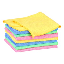 uxcell Microfiber Cleaning Cloth, 8 Pack Reuseable Cleaning Cloths Super Absorbent Dish Rags for Washing Dishes Lint Free Rags 12" x 16" Multi