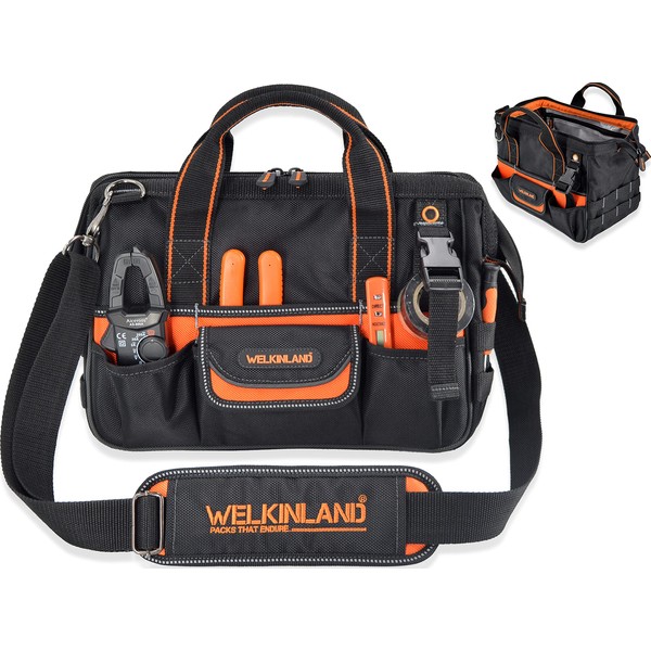 WELKINLAND 13-Inch Small tool bag, Electrician tool bag, Electrical tools bag, HVAC tool bag, Tool bags for electricians, Tool bags for men, Men's tool carrier, Drill bag, Tool bag organizer