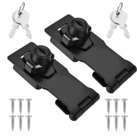 Lpraer 2 Pack 4 Inch Keyed Hasp Locks Twist Knob Keyed Locking Hasp for Small Doors, Stainless Steel Hasp Lock Catch Latch Safety Lock, Black