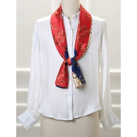 Allegra K Women Polka Dot Stripe Chain Print Long Skinny Scarf Neck Scarves Neckerchief Hairband 147 * 13cm/57.87 * 5.12"(L*W) Red