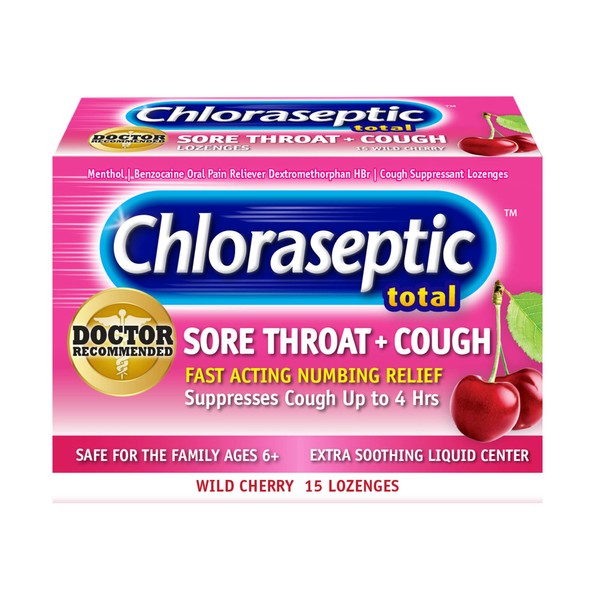 Chloraseptic Chloraseptic Total Sore Throat + Cough Lozenges, Wild Cherry,