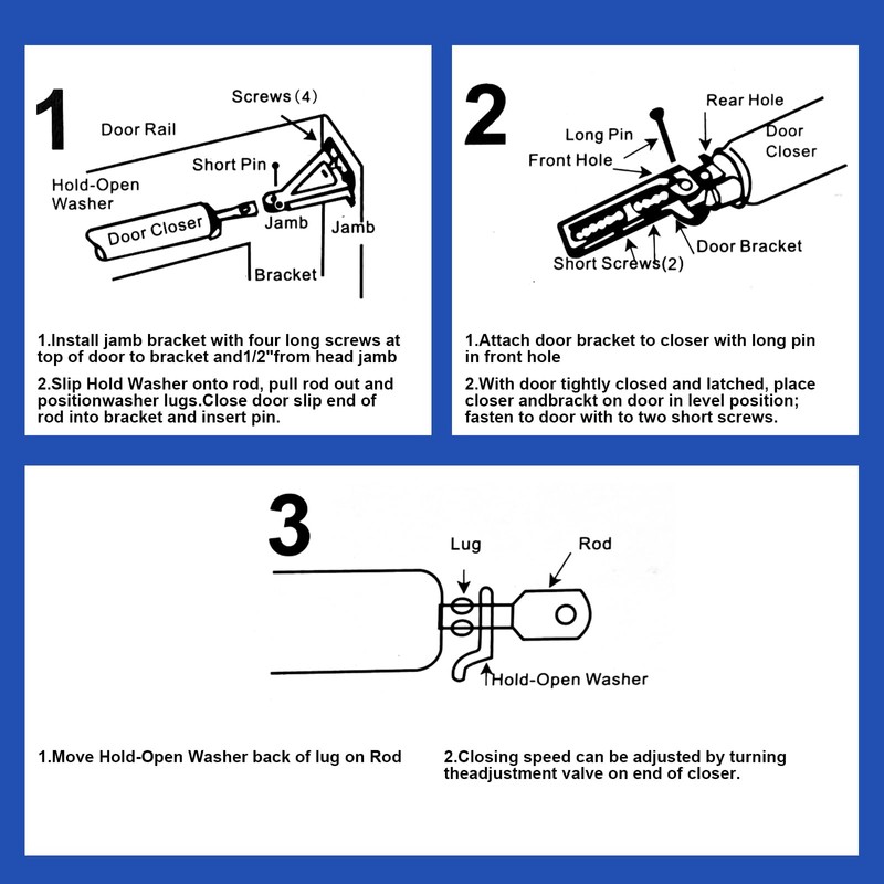 Hutomwua Silent door closer, pneumatic buffer, locatable (Black)
