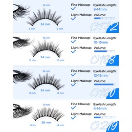 BEYELIAN False Eyelashes Natural Look 20 Pairs Strip Lashes, Wispy Lash Pack Soft 3D Volume Faux Mink Lashes That Look Like Extensions C-MIX-3
