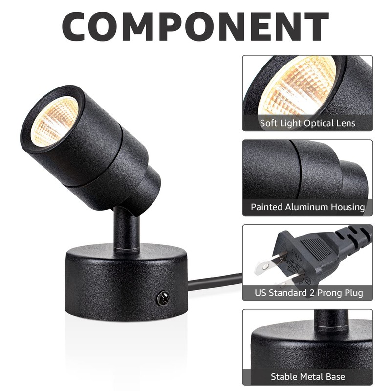 SUNVIE 2 Pack LED 120V SpotLights Indoor, 3W Up Lights