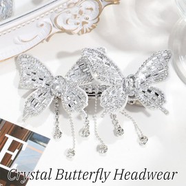 COYUN 2 Stück Mini-Haarspangen mit Strass-Schmetterlingen, Süße silberne Haarnadeln, Haarspangen für Hochzeiten, Mini Diamant Haarspangen, Haarschmuck für Bräute, Mädchen und Frauen