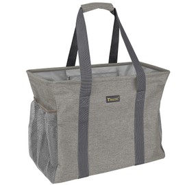 BALEINE Extra Large Utility Tote Bag with Wire Frame for Storage (Beige, 16.5''x14''x10'')