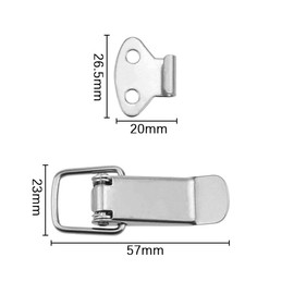 Set of 6 Tension Latches Made of 304 Stainless Steel, Ideal for Boxes, Toolboxes and Drawers, Folding Lock with Metal Lever Lock and Hasp Suitcase Lock
