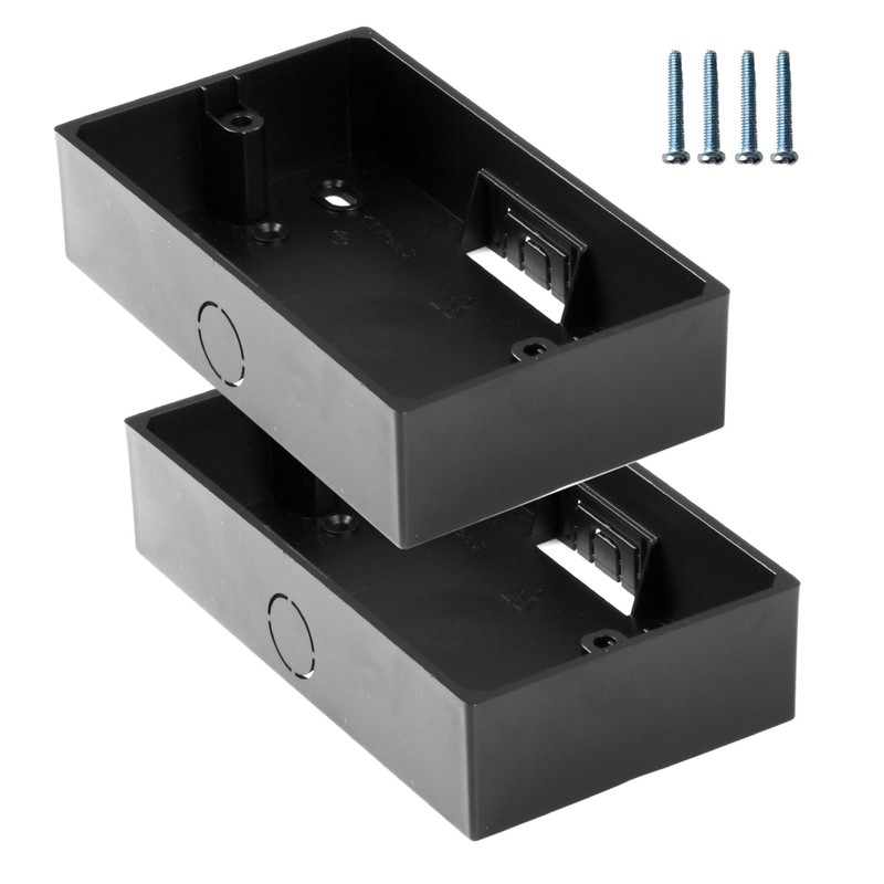 2 Gang Surface Mount Back Box Pattress Black 2Pcs, Black
