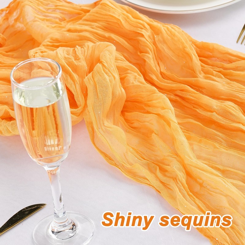 Gzcvba Cheesecloth Sparkly Table Runner 35x120 Inches Gauze Boho Rustic