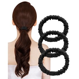 Hair Elastic Scrunchie Natural Silk 100% Hair Elastic Hair Elastic Adult Hair Elastic Hair No Trace High Elasticity Hair Closure Stylish Set of 3 (C)