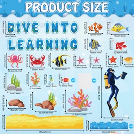 party greeting 67PCS Ocean Animal Bulletin Board Set Under The Sea Classroom Decoration Summer Dive into Learning Sea Animals Fish Paper Cutouts for Tropical School Chalkboard Wall Decor Supplies