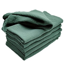 Voya Cotton Napkins Set of 6, 40 x 40cm Cloth Napkins Soft, Washable, Durable, Absorbent, Table Dinner Napkins Cloth for Party, Restaurant, Weddings (Green)