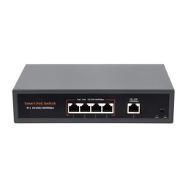 Waveshare 120W Gigabit Ethernet PoE Switch, 4X PoE+ Ports, Up to 30W Per Port, 802.3af/at Compliant, Plug & Play, Fanless Design, High-Speed 10/100/1000M Auto-Negotiation Ethernet Port, Network Switch