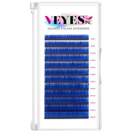 VEYES INC Colored Lash Extensions 03 05 07 15 C/D Curl 8-16mm Mixed Length Tray, Premium Individual Silk Eyelashes, Professional Supplies for Lash Techs (Blue 0.07 D 8-16mm)