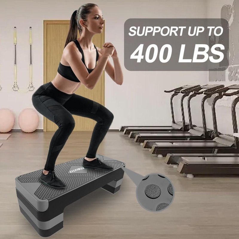 EVERYMILE Aerobic Exercise Step, Adjustable Aerobic Stepper for Exercise, Workout