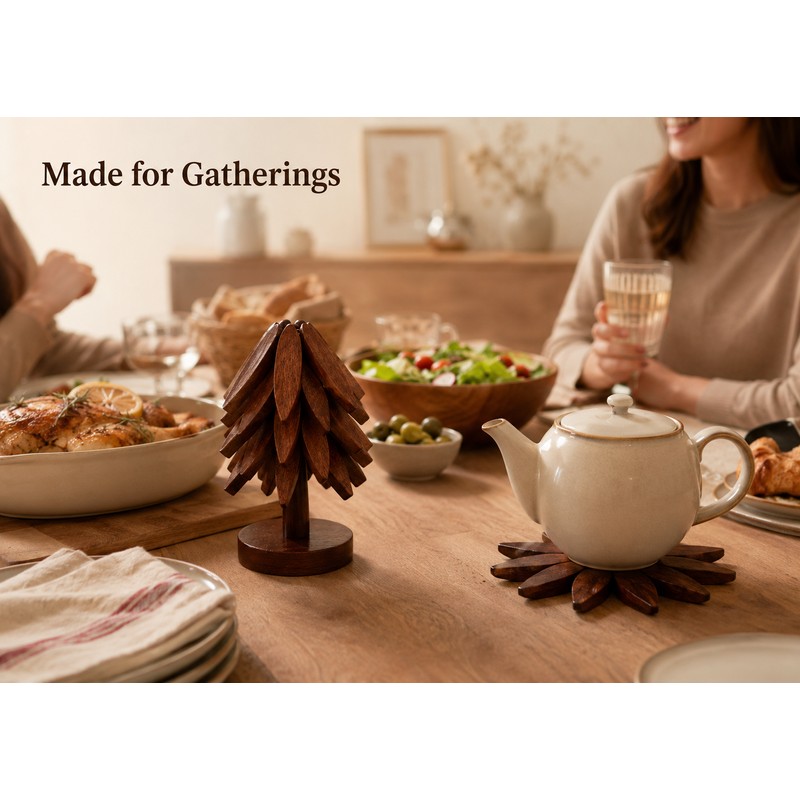 Wooden Trivets for Hot Dishes Decorative Christmas Tree Shape, Kitchen