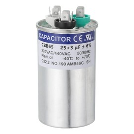 PATIKIL CBB65 Capacitor, 25+3uF 370-440 VAC 50/60Hz Aluminium CBB65 Air Conditioner Motor Starting Round Capacitor for HVAC Systems, Air Conditioner, Heat Pump