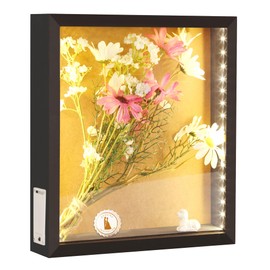 LED Shadow Box Frame Wine Cork Holder Display Case with Lights Memory Box for Keepsakes Memorabilia Awards Bouquet Photos