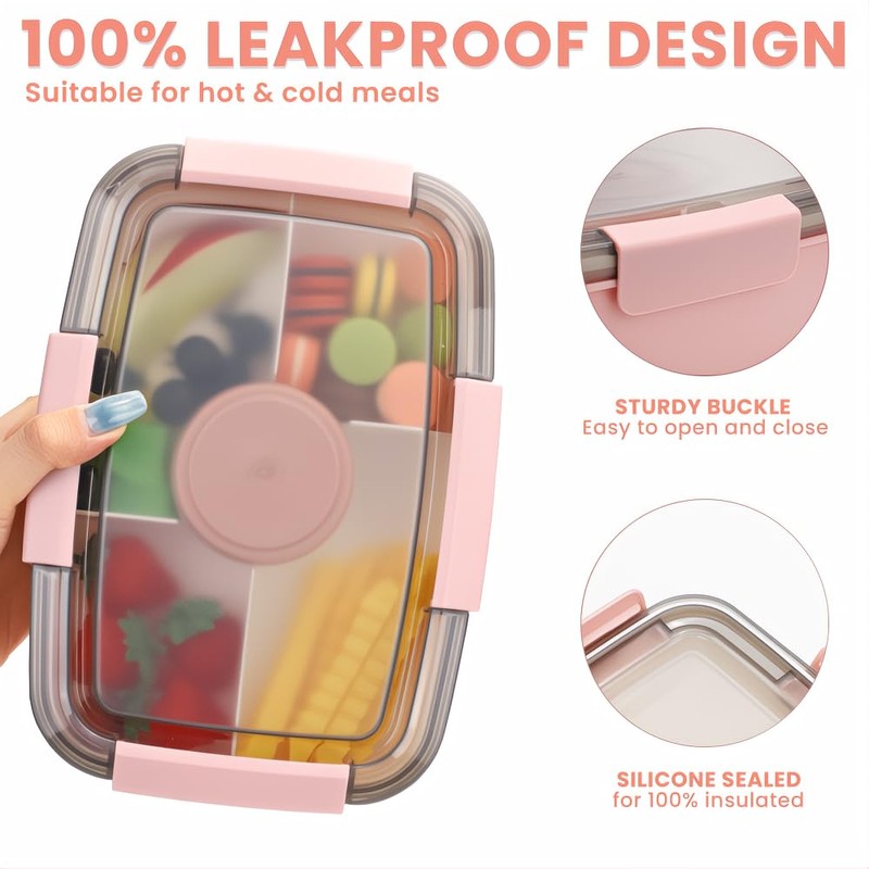 Bugucat Adult Lunch Box, 2000 ml, Set of 2, Leak-Proof