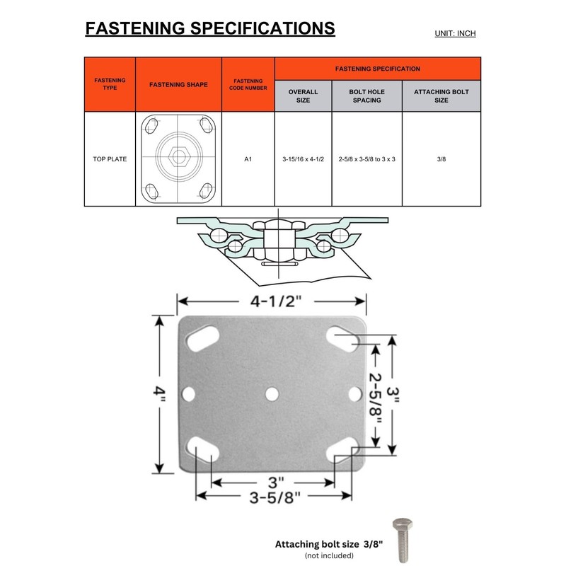 4 Heavy Duty Caster Set 4" 5" 6" All Steel