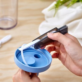 Elephant Cuppa 3 in 1 Cleaning Brush, Portable Stainless Steel with Nylon Bristle Cleaner Ergonomic, Lightweight Design for Effective Cup and Bottle Scrubbing Compact Tool for Quick Rinsing, Black