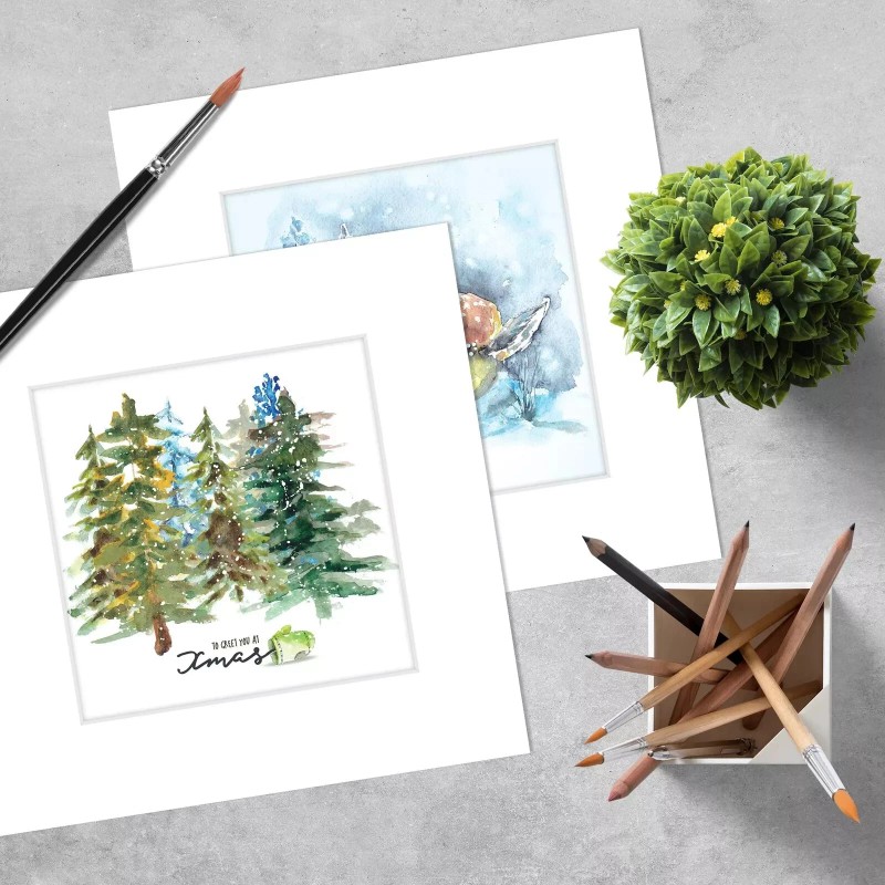 Unbranded 12x12 White Pre-Cut Picture Mats for 8x8 Photos Prints