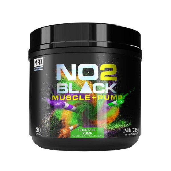 MRI NO2 Black Nitric Oxide Supplement for Pump, Muscle Growth, Vascularity & Energy - Powerful NO Booster Pre-Workout with Citrulline + 30 Servings (Sour Pixie Pump)