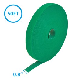 Beszin 0.8 Inch Hook and Loop Strap Tape, 50 Feet, Self Adhesive Tape Strip, Sticky Back Fastener, Interlocking Tape Roll, Cable Ties, Multi-Use Ties, Green Color