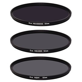 ICE Extreme ND Filter Set ND100000 ND1000 ND64 Neutral Density 16.5,10, 6 Stop Optical Glass (52mm)