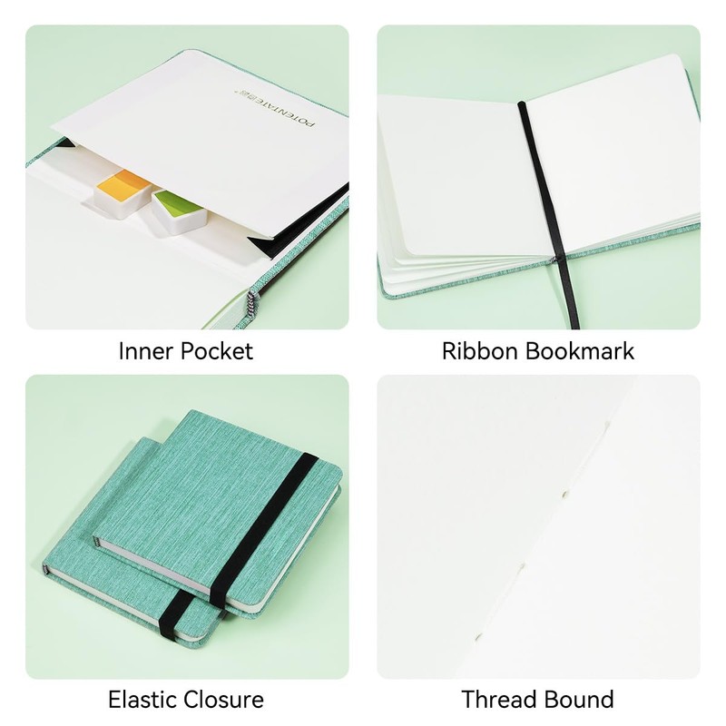 Lightwish Square Watercolor Journal,2 Pack Total 48 Sheets,100% Cotton,300gsm/140lb,Acid-Free,Cold Press
