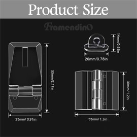 Framendino, 60 Pack Acrylic Mini Hinge and Acrylic Hinges Hasp with Lock Buckle Set Mini Folding Hinge Latch Hasps Lock for Cabinet Drawer Jewelry Box Accessories