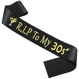 40 Year Old Black Satin Sash Birthday Decorations Gift for Women Men 30th Birthday Girl Funeral Gag Gift Ideas for 40th Party Decorations Supplies for Him Her Husband Wife Friend Coworker