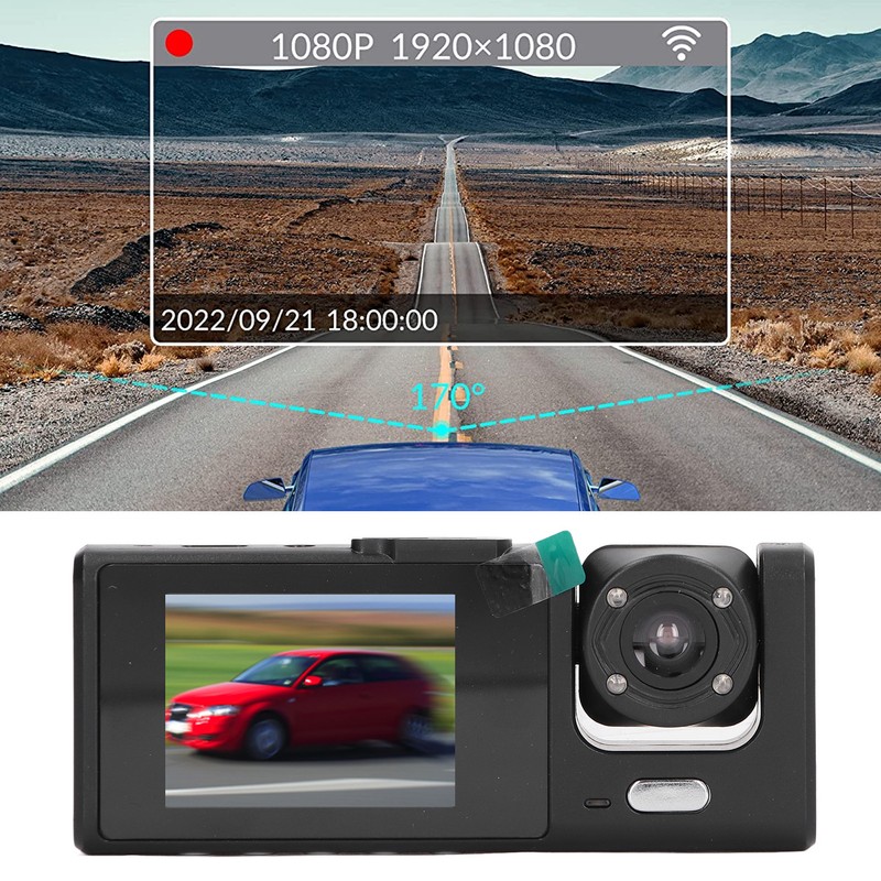 Car Traffic Recorder Night Vision 320mAh 3 Lens Front Rear