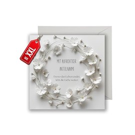 Mourning Card with Envelope - Sensitive Sympathy Card, Delicate Flower Wreath, Sincere Condolence Card, Contemplative Condolence Card, Condolence Card, Condolence Card, Sympathy, Funeral Funeral (XXL