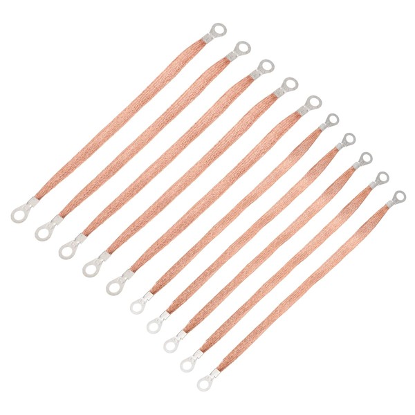 sourcing map 10Pcs Braided Ground Strap 10" x 0.4", 12"