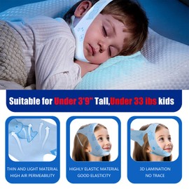 Small Size Chin Strap for Sleeping Kids,Snore Reducing Aids - The Ultimate Snoring Solution Kit for Kids&Youth,Suitable for Under 3' 9” Tall,Under 33 Ibs Kid